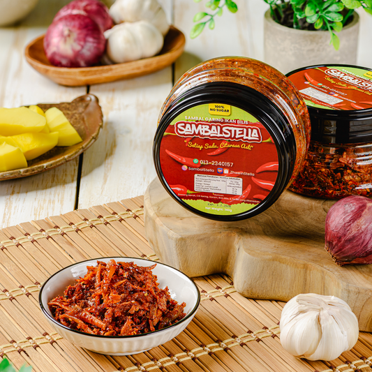 SambalStella Sambal Garing Ikan Bilis 140g – Pedas, Rangup & Sesuai untuk Nasi, Mee & Makanan Ringan